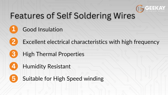 Features of Self solderable enamelled copper winding wire