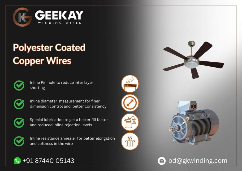 Special Features of Polyester coated copper winding wires from GEEKAY