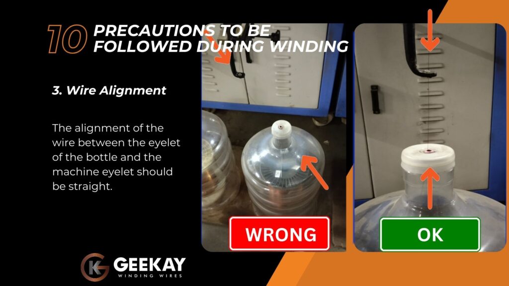 a proper wire alignment prevents damage to winding wire