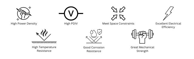 An icon graphic that represents the special features of magnet wire for EVs