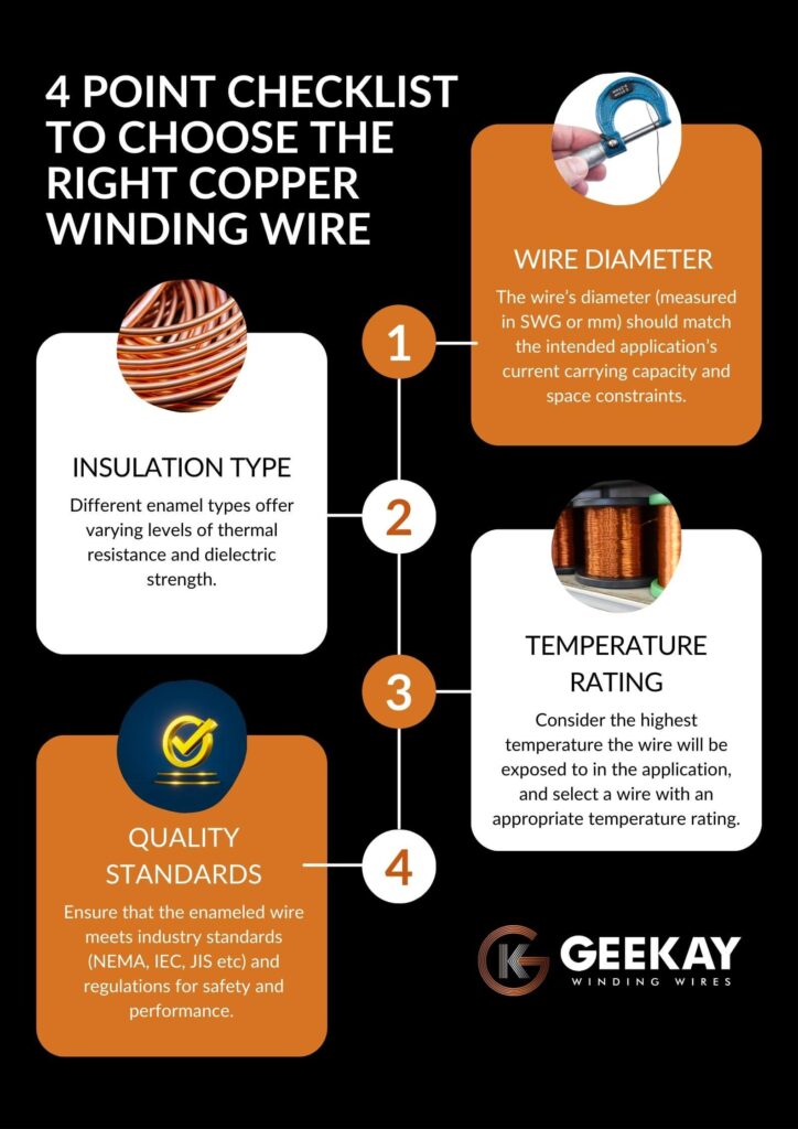 4 point checklist to choose the right copper winding wire - Wire Diameter, Insulation Type, Thermal Rating and Standards